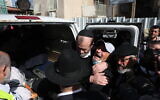 Mourners at the funeral of Avishai Yehezkel, who was killed in a terror attack in Bnei Brak, March 30, 2022 (Yonatan Sindel/Flash90)