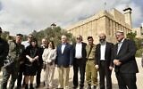 Former US vice president Mike Pence outside Hebron's Tomb of the Patriarchs on March 9, 2022. MK Itamar Ben-Gvir is at far right. (Mike Pence/Twitter)