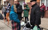 Israelis and their relatives wait for a 'rescue bus' that will ferry them from Lviv across Poland's border with Ukraine, leaving behind the war-stricken country, on March 2, 2022. (Lazar Berman/The Times of Israel)