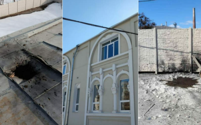 Photos posted by the Ukrainian Embassy in Israel on Mach 18, 2022, of what it says are Jewish sites targeted by Russian bombings in Ukraine. (Ukraine Embassy in Israel/Facebook) Photos posted by the Ukrainian Embassy in Israel on Mach 18, 2022, of what it says are Jewish sites targeted by Russian bombings in Ukraine. (Ukraine Embassy in Israel/Facebook)