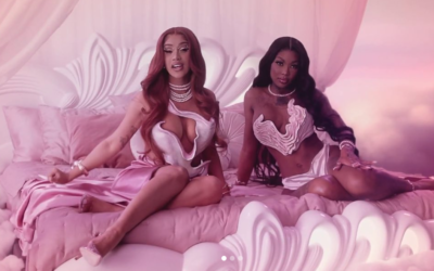 Singers Cardi B (left) and Summer Walker wear Israeli designer Alon Livne's designs in their new music video, 'No Love' (Courtesy Alon Livne)