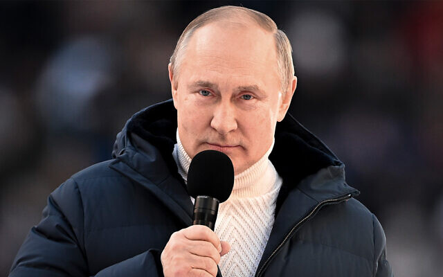 Russian President Vladimir Putin delivers a speech at a concert marking the eighth anniversary of the referendum on the state status of Crimea and Sevastopol and its reunification with Russia, in Moscow, Russia, March 18, 2022. (Ramil Sitdikov/Sputnik Pool Photo via AP) Russian President Vladimir Putin delivers a speech at a concert marking the eighth anniversary of the referendum on the state status of Crimea and Sevastopol and its reunification with Russia, in Moscow, Russia, March 18, 2022. (Ramil Sitdikov/Sputnik Pool Photo via AP)