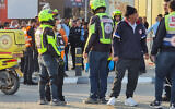 The scene of a car ramming and stabbing attack in Beersheba, March 22, 2022. (Flash90)