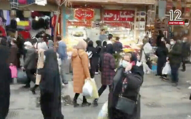 An Iranian market area filmed by a dissident in Tehran for Israel's Channel 12. (Screenshot/Channel 12) An Iranian market area filmed by a dissident in Tehran for Israel's Channel 12. (Screenshot/Channel 12)