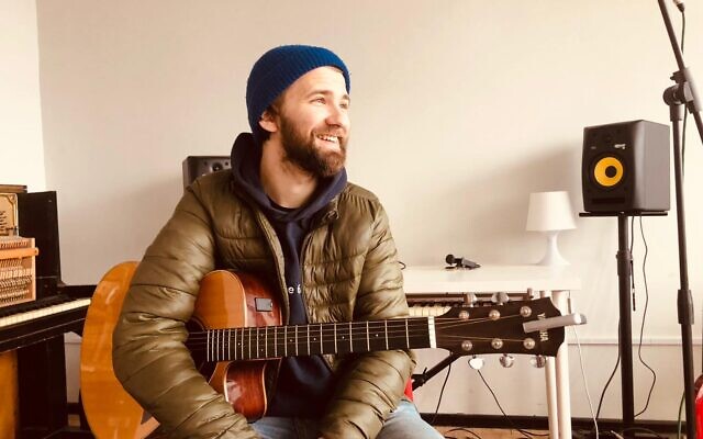 Max Ptashnyk in his practice space at Zavod, on March 8, 2022. (Lazar Berman/The Times of Israel)