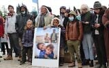 Palestinians and left-wing activists demonstrate in advance of an Israeli High Court hearing on whether to evict over 1,000 Palestinians living in a firing zone in the South Hebron Hills on March 15, 2022 (Credit: Yahel Gazit)