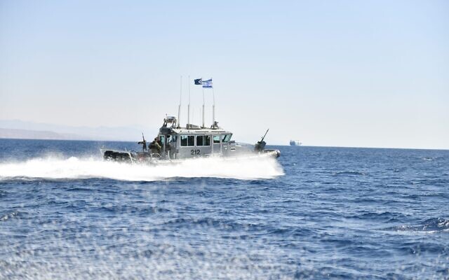 An Israeli naval vessle is seen during a joint exercise with the US Fifth Fleet in the Red Sea, March 2022. (Israel Defense Forces)