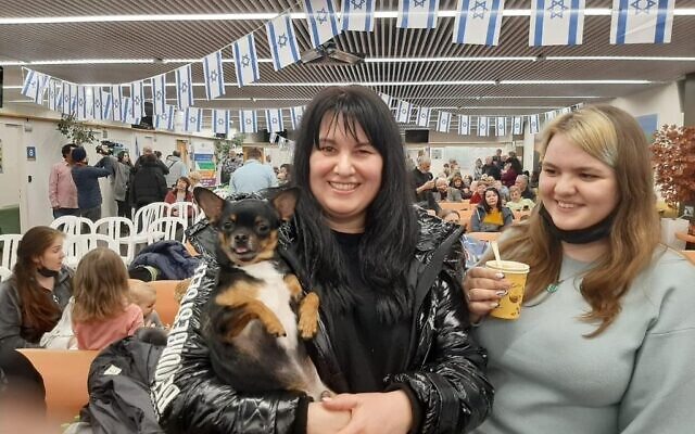 Canine members of the family at Ben Gurion Airport, March 22, 2022. (Liron Cohen Faur, Immigrant Absorption Ministry)