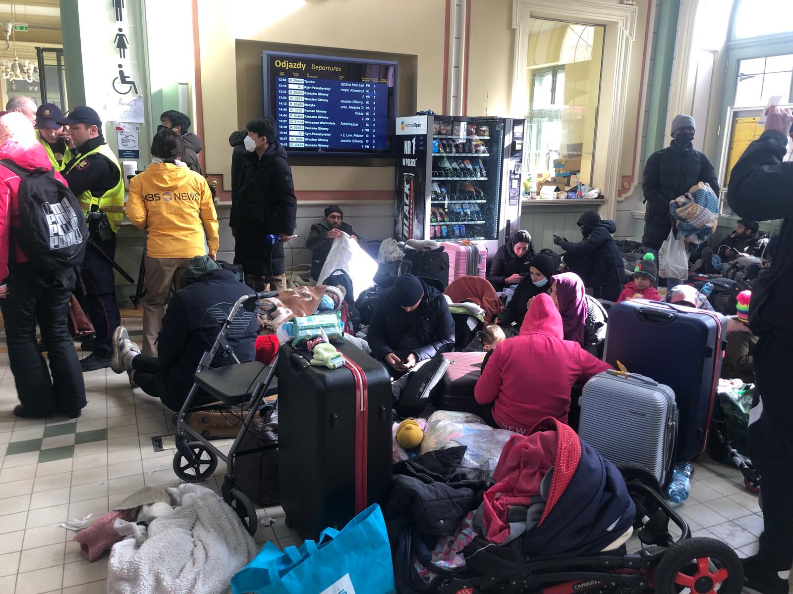 Przemysl's crowded train station, February 28, 2022 (Lazar Berman/Times of Israel) Przemysl's crowded train station, February 28, 2022 (Lazar Berman/Times of Israel)