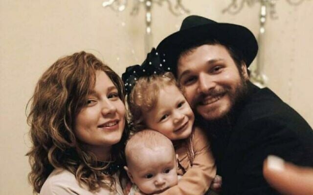 Mendel and Rivka Borodkin with their now three-year-old daughter and one-year-old son, in Dnipro, September 2021 (Courtesy) Mendel and Rivka Borodkin with their now three-year-old daughter and one-year-old son, in Dnipro, September 2021 (Courtesy)