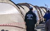 A tent city on the Polish side of the Medyka border crossing with Ukraine provides shelter and supplies for the refugees fleeing the war, March 14, 2022. (Courtesy Menachem Creditor via JTA)
