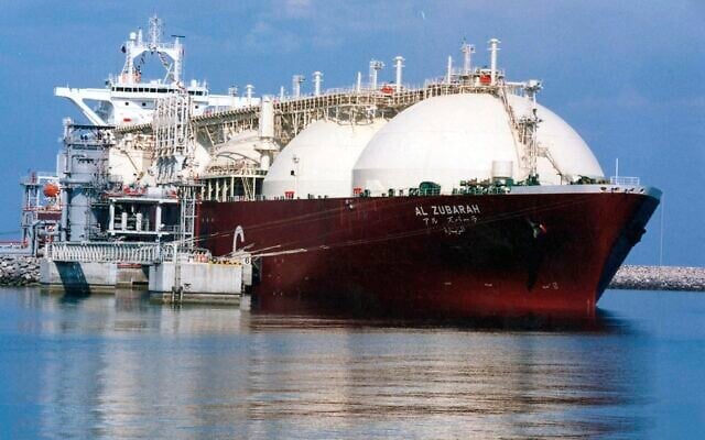This undated file photo shows a Qatari liquid natural gas (LNG) tanker ship being loaded up with LNG at Raslaffans Sea Port, northern Qatar. With gas reserves dropping and concerns a war could interrupt flows from Russia, the focus now is getting gas from the United States, Qatar, Algeria and elsewhere until renewables catch up. (AP Photo) This undated file photo shows a Qatari liquid natural gas (LNG) tanker ship being loaded up with LNG at Raslaffans Sea Port, northern Qatar. With gas reserves dropping and concerns a war could interrupt flows from Russia, the focus now is getting gas from the United States, Qatar, Algeria and elsewhere until renewables catch up. (AP Photo)