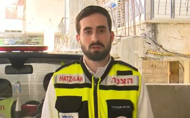 Menahem Englander, a Bnei Barak resident and paramedic who on March 29, 2022, came face-to-face with the Bnei Brak terrorist (Channel 12 screenshot)