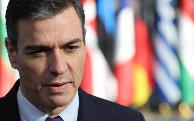 Spain's Prime Minister Pedro Sanchez arrives ahead of a NATO summit at NATO Headquarters in Brussels, Belgium, on March 24, 2022. (Kenzo Tribouillard/ AFP) Spain's Prime Minister Pedro Sanchez arrives ahead of a NATO summit at NATO Headquarters in Brussels, Belgium, on March 24, 2022. (Kenzo Tribouillard/ AFP)