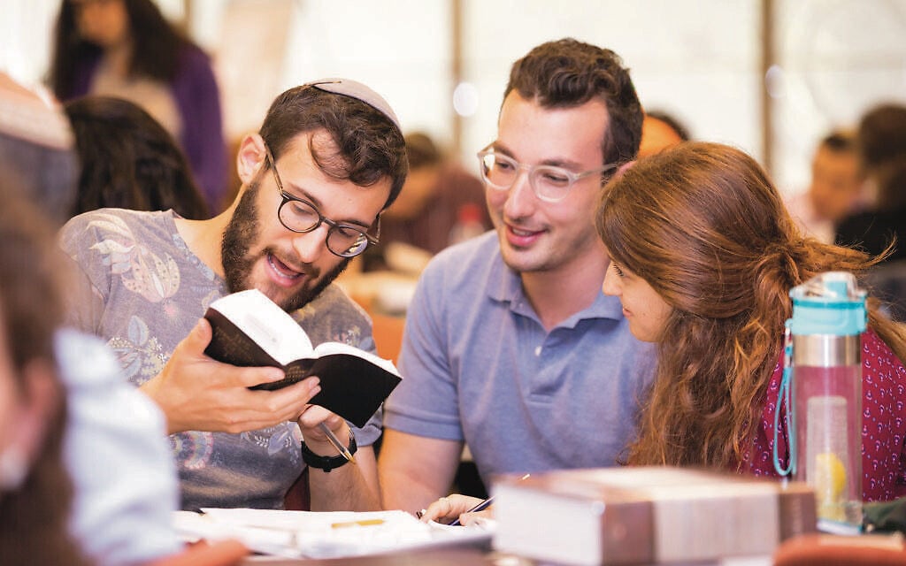 Hadar students read a piece of text together. (Courtesy of Hadar/via JTA) Hadar students read a piece of text together. (Courtesy of Hadar/via JTA)