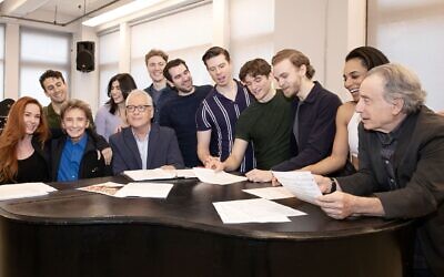 Barry Manilow, Bruce Sussman and the cast of 'Harmony.' (Julieta Cervantes/via JTA)