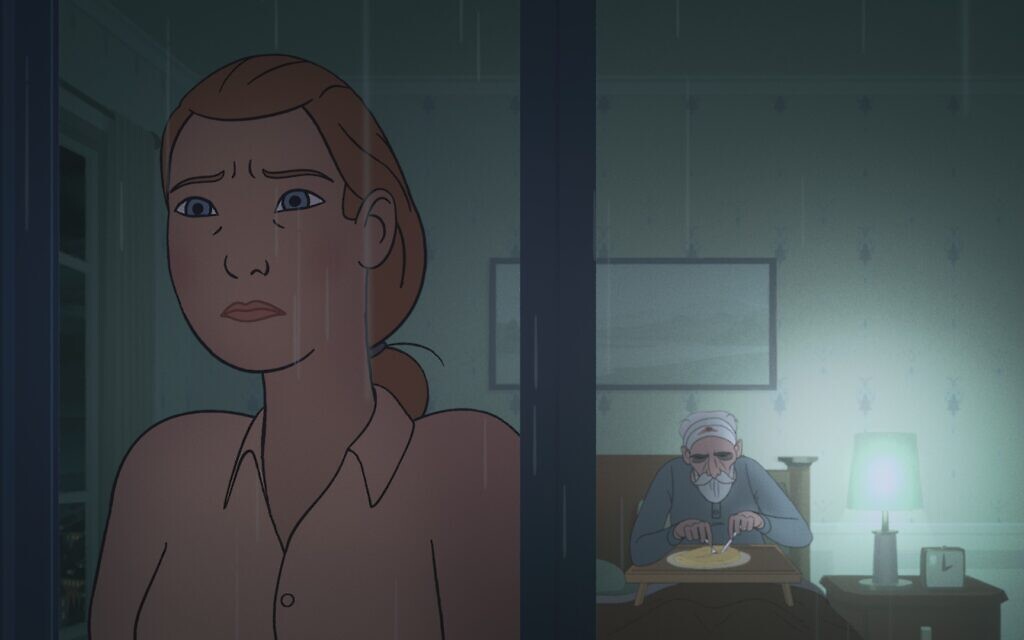 At a pivotal moment, Charlotte looks out the window, with her grandfather in the background. (Good Deed Entertainment)