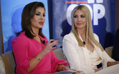 Then-US State Department spokesperson Morgan Ortagus, left, speaks alongside Ivanka Trump, during a roundtable discussion to announce the first batch of grants that are part of a White House initiative to help women in developing countries advance economically, July 10, 2019, in Washington. (AP Photo/Patrick Semansky) Then-US State Department spokesperson Morgan Ortagus, left, speaks alongside Ivanka Trump, during a roundtable discussion to announce the first batch of grants that are part of a White House initiative to help women in developing countries advance economically, July 10, 2019, in Washington. (AP Photo/Patrick Semansky)
