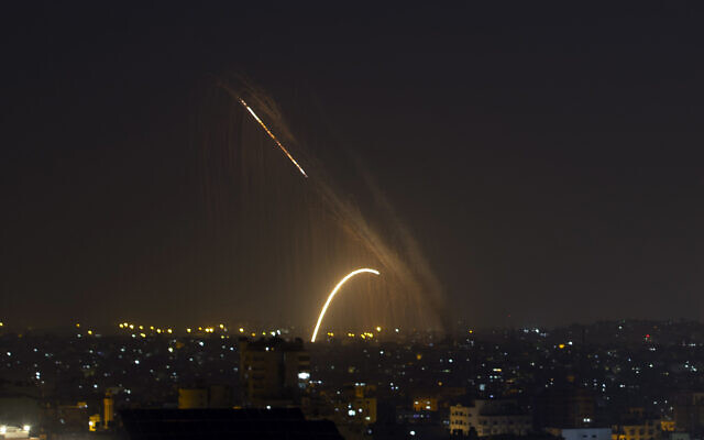 File: Rockets are launched from the Gaza Strip towards Israel on November 13, 2019. (AP Photo/Khalil Hamra) File: Rockets are launched from the Gaza Strip towards Israel on November 13, 2019. (AP Photo/Khalil Hamra)