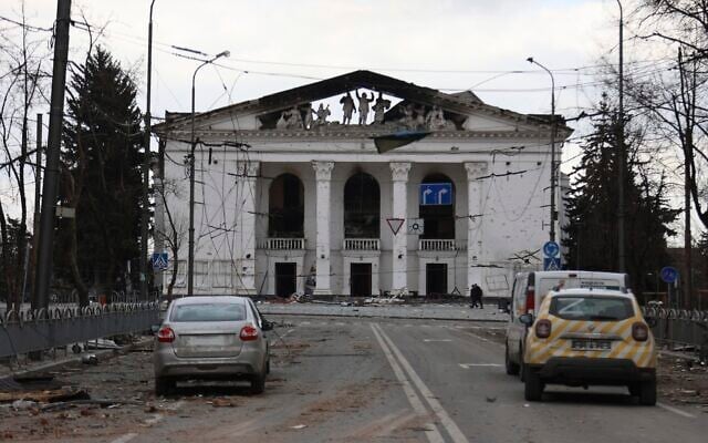 A view of the Mariupol theater damaged during fighting in Mariupol, in territory under the government of the Donetsk People's Republic, eastern Ukraine, Monday, April 4, 2022. (AP/Alexei Alexandrov) A view of the Mariupol theater damaged during fighting in Mariupol, in territory under the government of the Donetsk People's Republic, eastern Ukraine, Monday, April 4, 2022. (AP/Alexei Alexandrov)