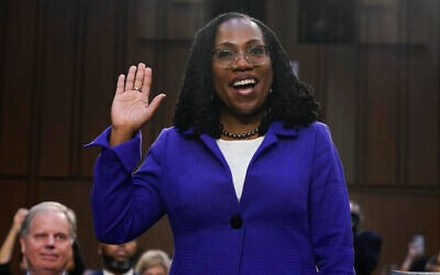 Supreme Court nominee Judge Ketanji Brown Jackson is sworn in for her confirmation hearing before the Senate Judiciary Committee, on March 21, 2022, on Capitol Hill in Washington, DC. (AP Photo/Jacquelyn Martin, File)