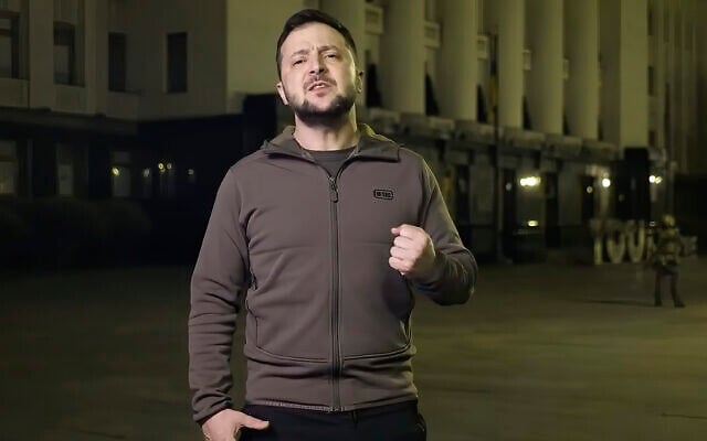 In this image from video provided by the Ukrainian Presidential Press Office, Ukrainian President Volodymyr Zelensky speaks from Kyiv, Ukraine, April 14, 2022. (Ukrainian Presidential Press Office via AP) In this image from video provided by the Ukrainian Presidential Press Office, Ukrainian President Volodymyr Zelensky speaks from Kyiv, Ukraine, April 14, 2022. (Ukrainian Presidential Press Office via AP)