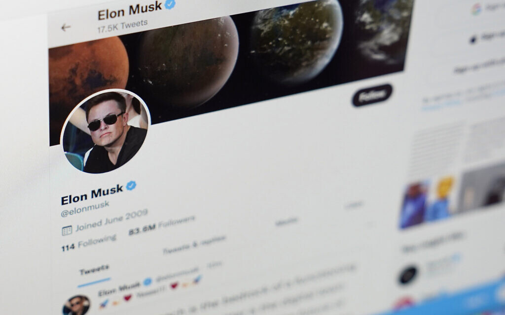 The Twitter page of Elon Musk is seen on the screen of a computer in Sausalito, California, on April 25, 2022. On Monday, Musk reached an agreement to buy Twitter for about $44 billion. (AP Photo/Eric Risberg) The Twitter page of Elon Musk is seen on the screen of a computer in Sausalito, California, on April 25, 2022. On Monday, Musk reached an agreement to buy Twitter for about $44 billion. (AP Photo/Eric Risberg)