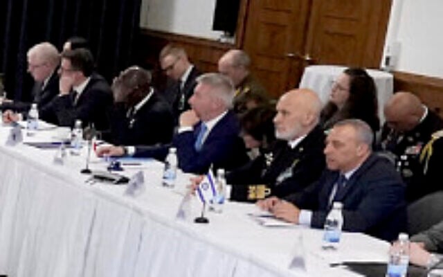 Brig. Gen. (Res.) Dror Shalom, head of the Defense Ministry’s Political-Military Bureau (right) is seen during a Ukraine Security Consultative Group meeting at Ramstein Air Base in Ramstein, Germany, on April 26, 2022. (AP Photo/Michael Probst) Brig. Gen. (Res.) Dror Shalom, head of the Defense Ministry’s Political-Military Bureau (right) is seen during a Ukraine Security Consultative Group meeting at Ramstein Air Base in Ramstein, Germany, on April 26, 2022. (AP Photo/Michael Probst)