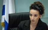 Idit Silman, then-head of the Arrangements Committee, leads a Committee meeting at the Knesset, November 8, 2021. (Yonatan Sindel/ Flash90)