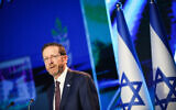 President Isaac Herzog speaks in Jerusalem, March 7, 2022. (Noam Revkin Fenton/Flash90)
