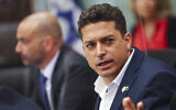 MK Amichai Chikli at the Knesset House Committee hearing on Yamina's request to declare him a 'defector' from the party, on April 25, 2022. (Yonatan Sindel/Flash90)