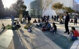 The Gratitude Wall, an art installation situated in the middle of Habima Square in Tel Aviv until April 9, 2022, part of  (Courtesy Max Marine)