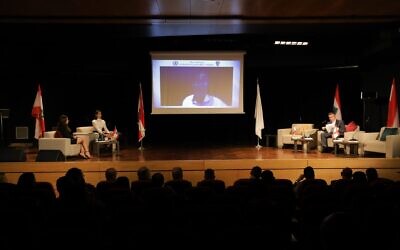A panel at the International Committee of the United Nations Resolutions for Lebanon Conference in Harissa, Lebanon, April 23, 2022. (Courtesy)