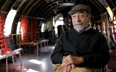 Harold Livingston, one of the founders of the Israeli Air Force and a screenwriter and novelist, appears in the documentary, 'Above and Beyond,' in 2014. (Screen capture)