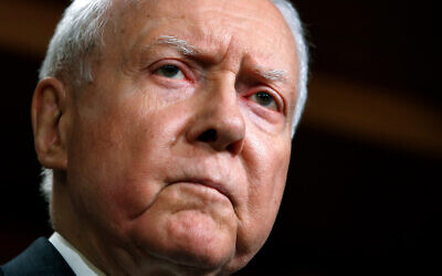 US Senator Orrin Hatch, a Utah Republican, attends a news conference with Republican members of the Senate Judiciary Committee on Capitol Hill in Washington on October 4, 2018. (AP Photo/Jacquelyn Martin, File)