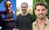 The three victims of a terror attack in Tel Aviv on April 7, 2022. From left: Tomer Morad, Eytam Magini, and Barak Lufan. (Courtesy)