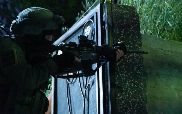 IDF soldiers are seen operating in the West Bank, on April 13, 2022. (Israel Defense Forces)