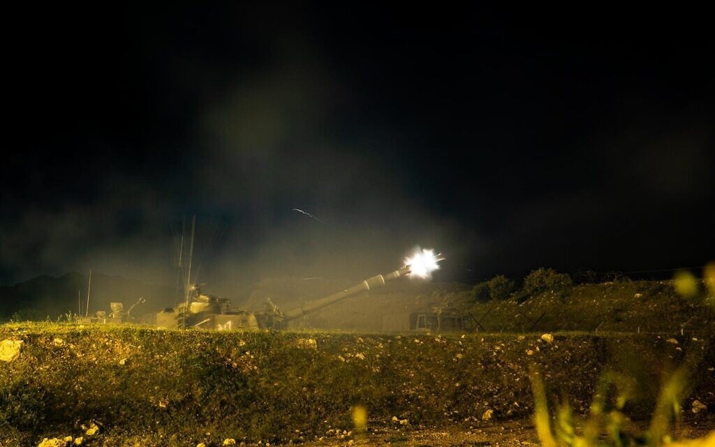 IDF artillery fires shells at targets in Lebanon on April 25, 2022, after a rocket was fired into Israel (IDF Spokesperson) IDF artillery fires shells at targets in Lebanon on April 25, 2022, after a rocket was fired into Israel (IDF Spokesperson)