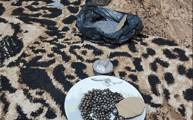 Materials allegedly used in an explosive device that the Shin Bet security agency says was set up by a Palestinian Islamic Jihad terror cell in the West Bank. (Shin Bet) Materials allegedly used in an explosive device that the Shin Bet security agency says was set up by a Palestinian Islamic Jihad terror cell in the West Bank. (Shin Bet)