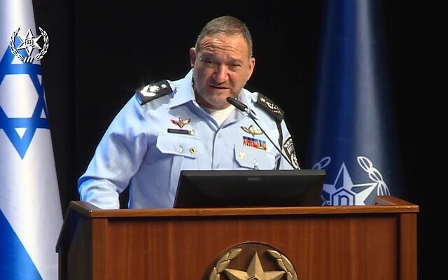 Israel Police Commissioner Kobi Shabtai delivers a speech on April 12, 2022 (screenshot: Israel Police) Israel Police Commissioner Kobi Shabtai delivers a speech on April 12, 2022 (screenshot: Israel Police)