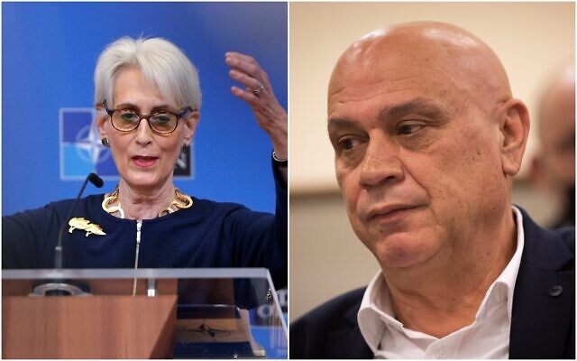 Regional Cooperation Minister Esawi Frej (R) and US Deputy Secretary of State Wendy Sherman. (Collage/AP/Flash90) Regional Cooperation Minister Esawi Frej (R) and US Deputy Secretary of State Wendy Sherman. (Collage/AP/Flash90)