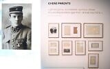 Framed extracts of French writer Louis-Ferdinand Celine's (portrait) correspondence displayed at the Gallimard gallery during the exhibition titled 'Celine, recovered manuscripts' in Paris, May 3, 2022. (Christophe Archambault/AFP)