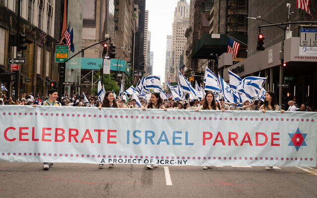 The Celebrate Israel Parade in New York City, May 22, 2022. (Luke Tress/Times of Israel)