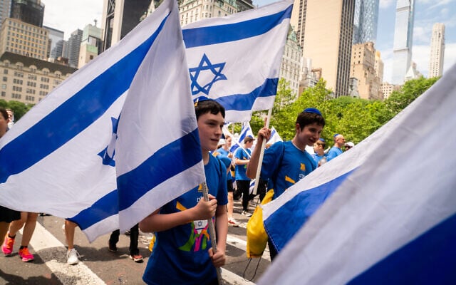 The Celebrate Israel Parade in New York City, May 22, 2022. (Luke Tress/Times of Israel)