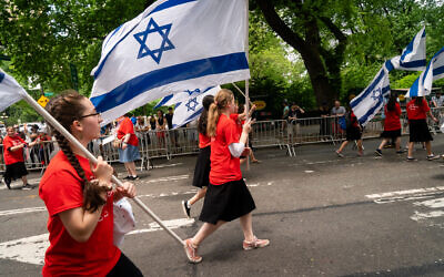 The Celebrate Israel Parade in New York City, May 22, 2022. (Luke Tress/Times of Israel)