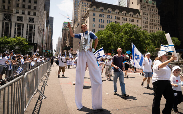 The Celebrate Israel Parade in New York City, May 22, 2022. (Luke Tress/Times of Israel)
