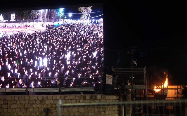 Worshipers on Mount Meron for Lag B'Omer on May 18, 2022. (Judah Ari Gross/Times of Israel)