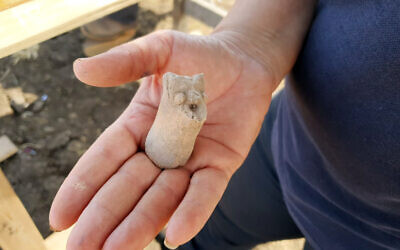 Figurine from the Hasmonean period from a Hellenistic-era farmstead uncovered in the Galilee during salvage excavations ahead of a pipe bring desalinized water to the Sea of Galilee. (Miri Bar, Israel Antiquities Authority)