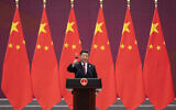 Chinese President Xi Jinping raises his glass and proposes a toast during the welcome banquet for visiting leaders attending the Belt and Road Forum at the Great Hall of the People, April 26, 2019. (Nicolas Asfouri/Pool Photo via AP)
