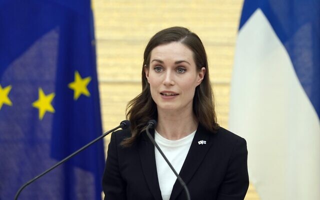Finland's Prime Minister Sanna Marin speaks during a joint press announcement with Japan's Prime Minister Fumio Kishida (not pictured) at Kishida's official residence in Tokyo, May 11, 2022. (Franck Robichon/Pool Photo via AP) Finland's Prime Minister Sanna Marin speaks during a joint press announcement with Japan's Prime Minister Fumio Kishida (not pictured) at Kishida's official residence in Tokyo, May 11, 2022. (Franck Robichon/Pool Photo via AP)
